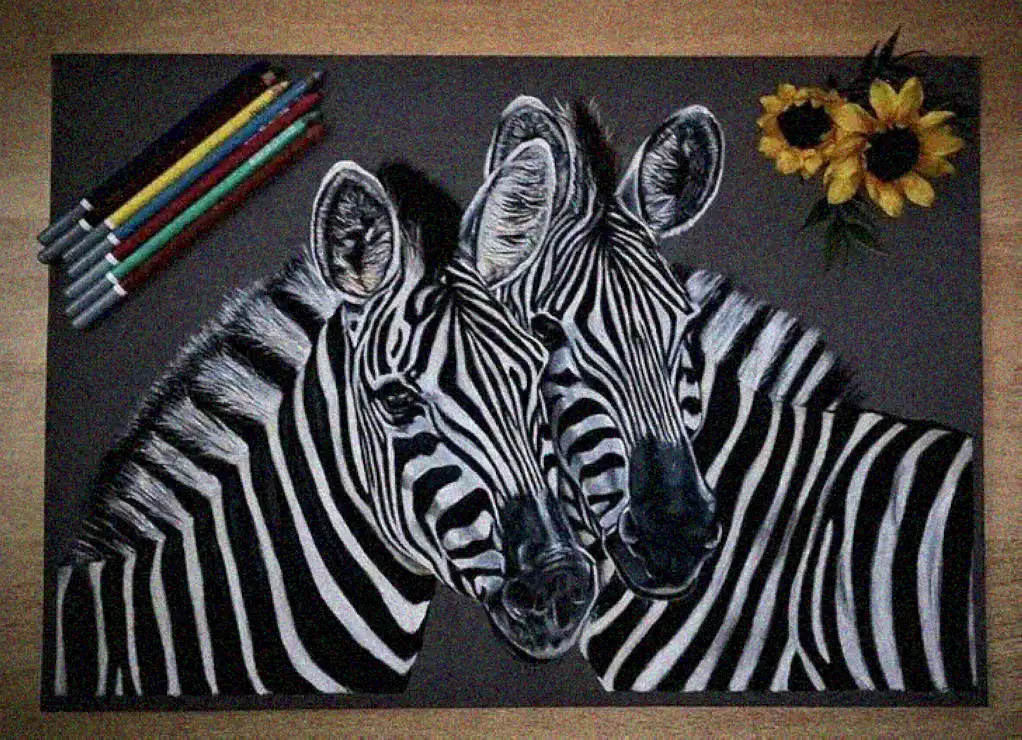 Zebras and Sunflowers in Pastel Harmony