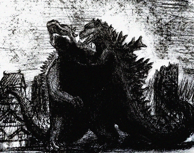 Roaring Dragon in Monochrome Contrast