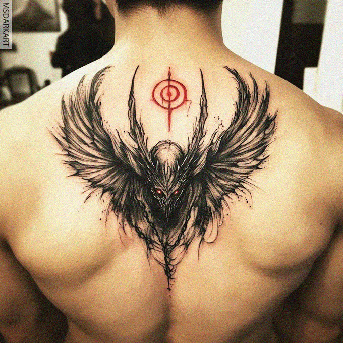 Inked Phoenix Rising in Mystical Shadows