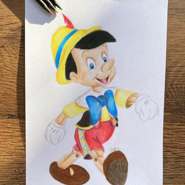 Pinocchio in Colored Pencil by Gaby
