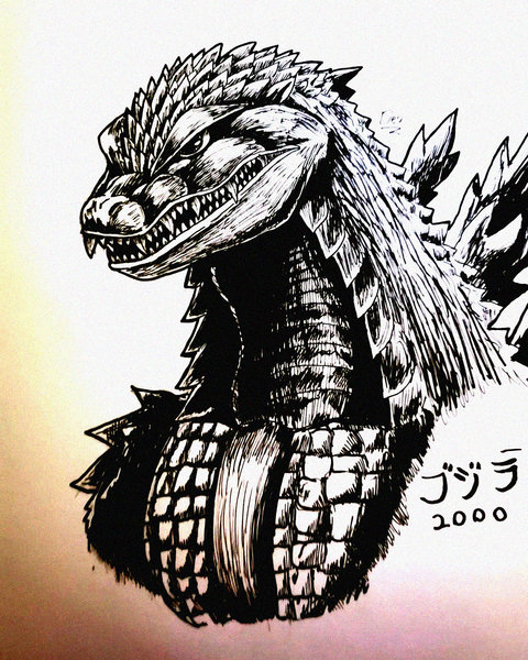 Fierce Dragon in Scaly Armor Sketch