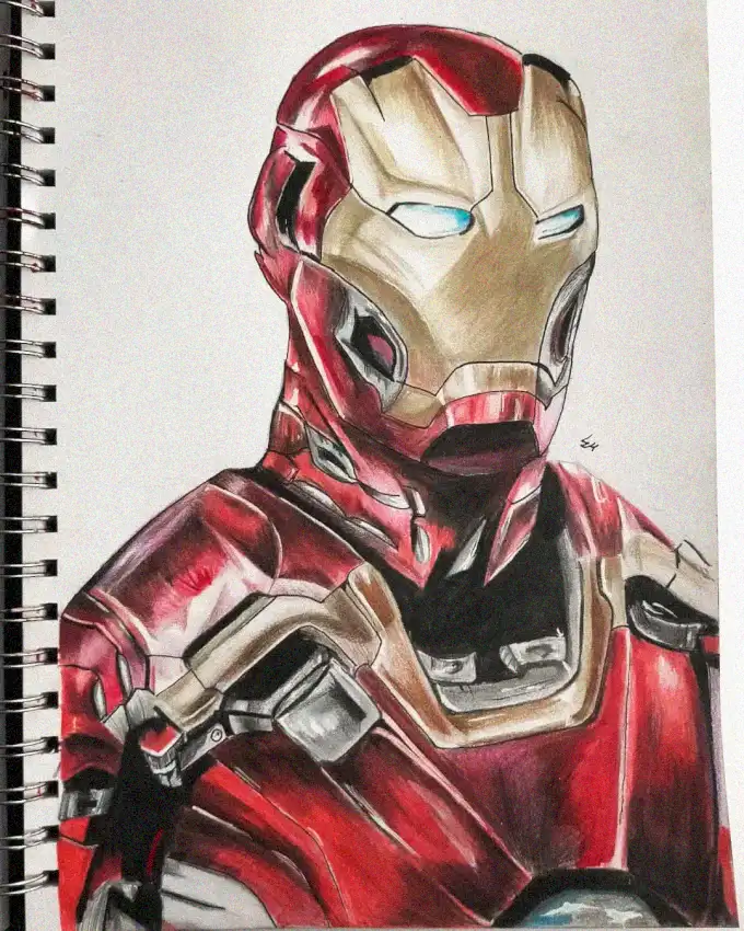 Realistic Iron Man Sketch in Color