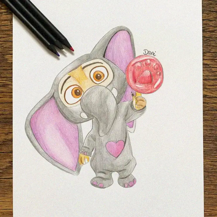 Elephant's Sweet Lollipop Love in Onesie