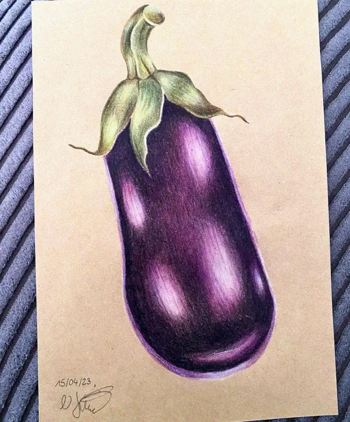 Eggplant Elegance in Colored Pencil