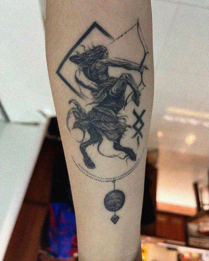Mythical Archer Inked Amidst the Stars