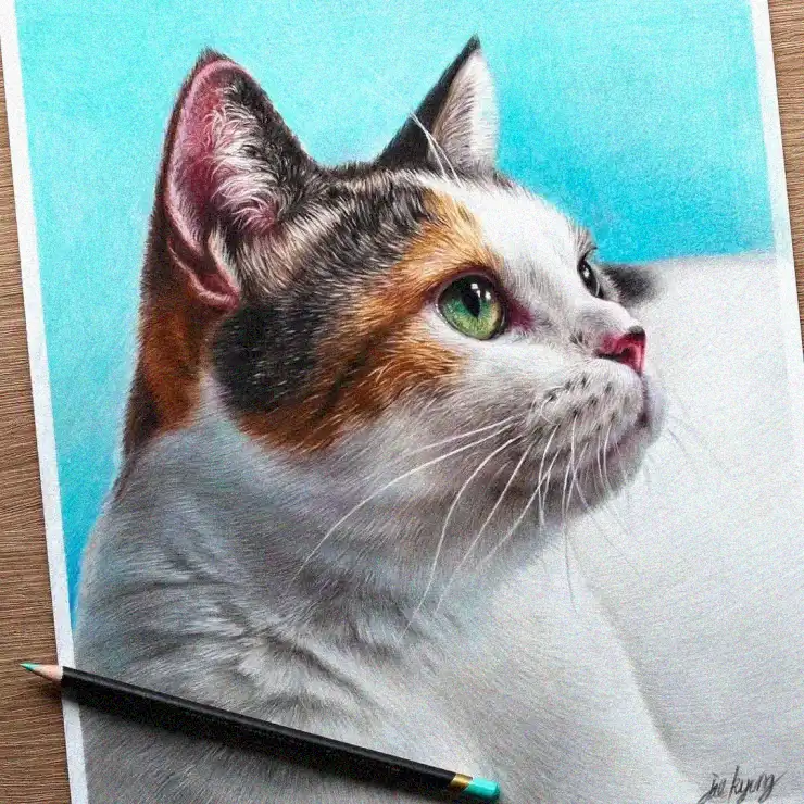 Sketching Vibrancy: A Multicolored Feline Portrait