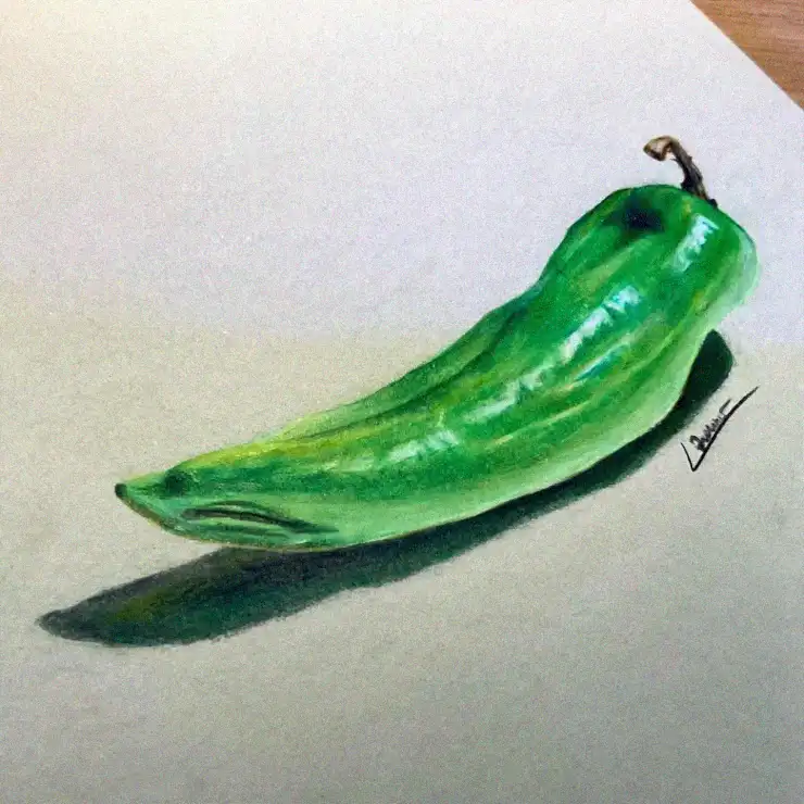 Spicy Chili Pepper in Colored Pencil