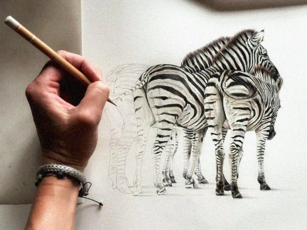 Dual Zebras through an Artist's Pencil