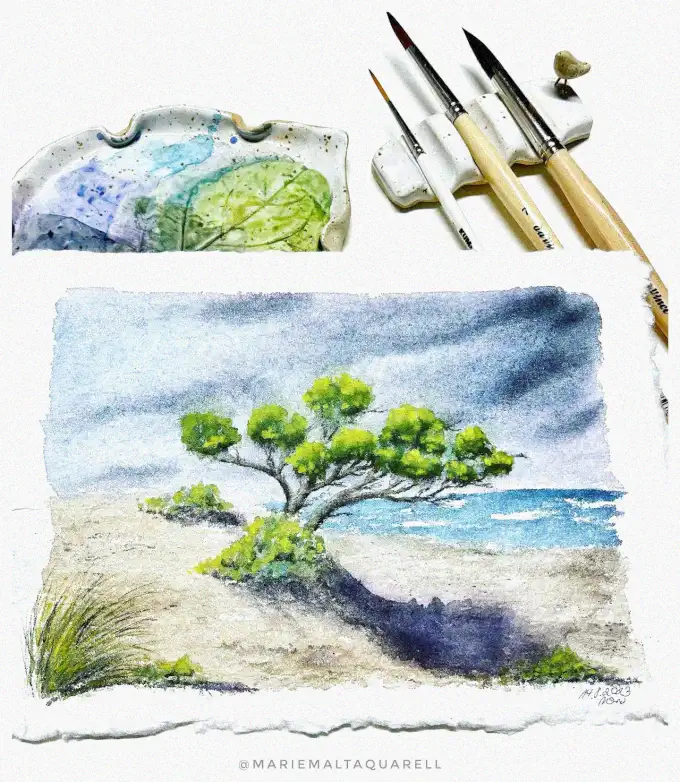 Seaside Serenity in Watercolor Brushstrokes