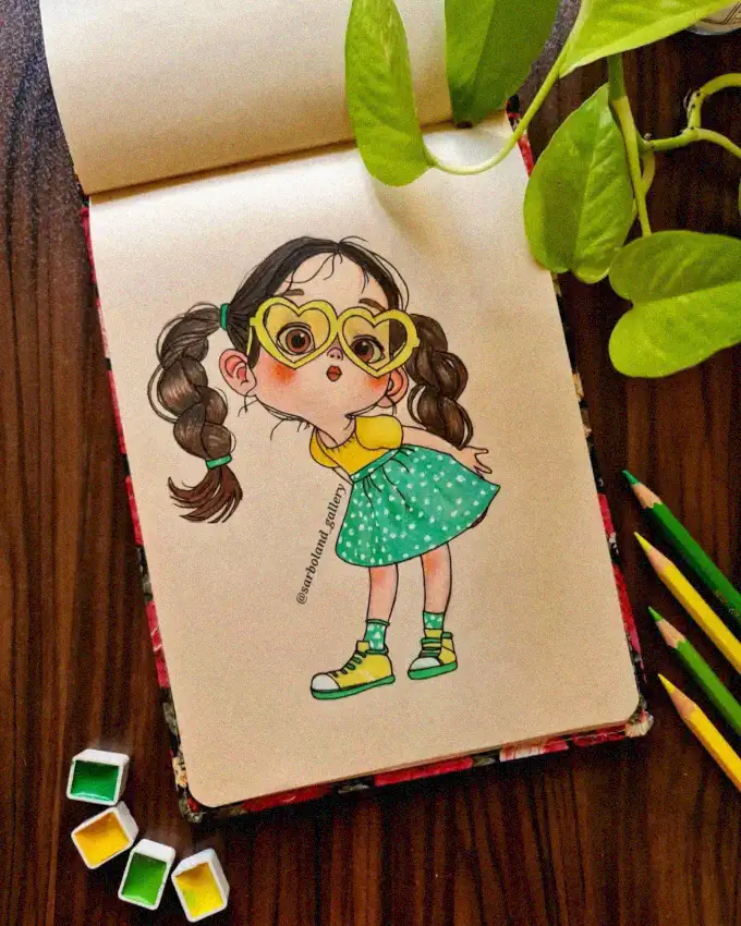 Sketchbook Portrait of a Stylish Girl