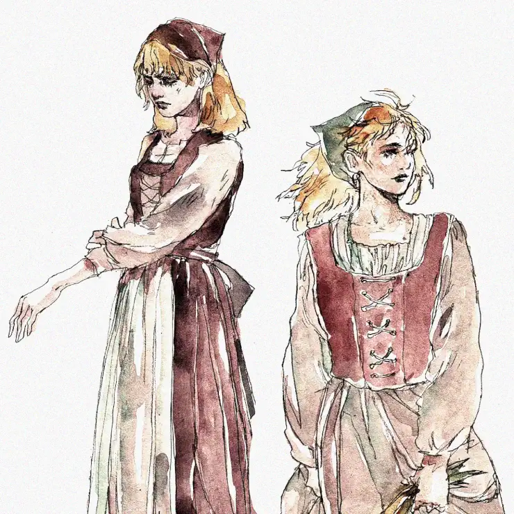 Watercolor Elegance in Historical Attire