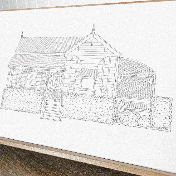 Sketch of Tradition Amidst Verdant Greenery
