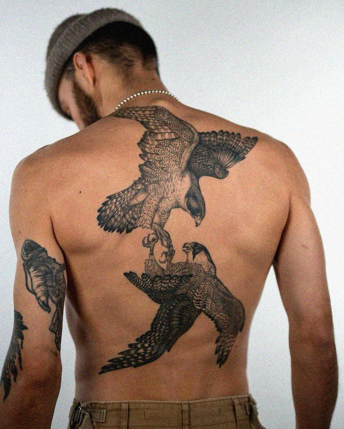 Eagle Tattoo Etched on His Skin