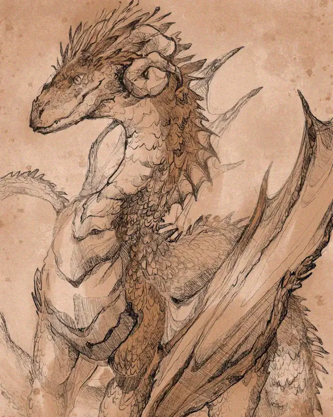 Dragon Portrait on Ancient Parchment