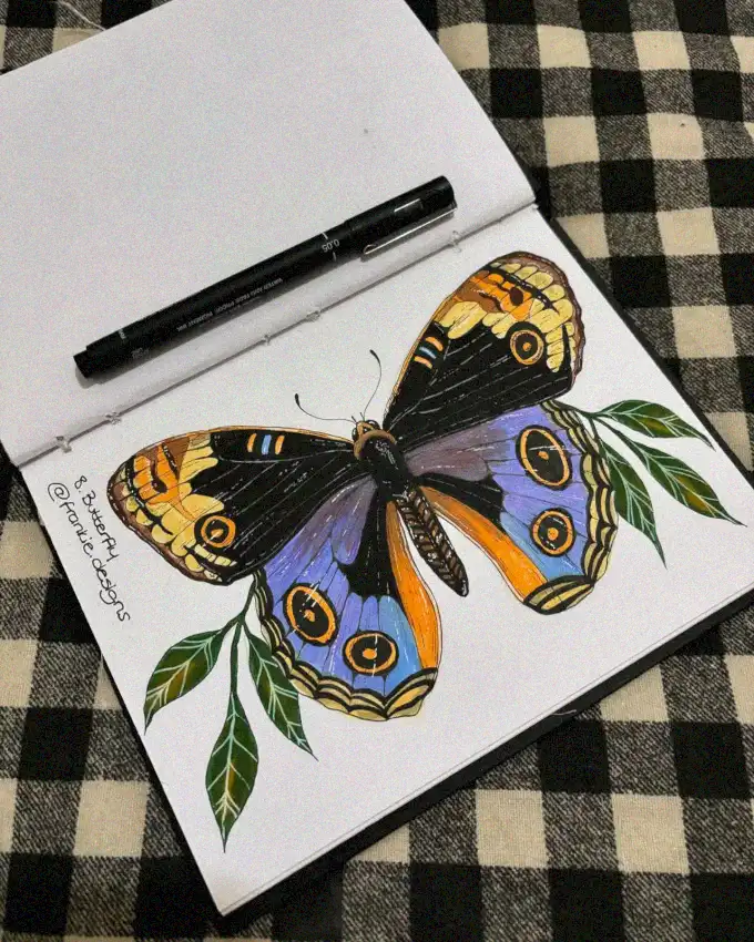 Butterfly Masterpiece on Checkered Surface