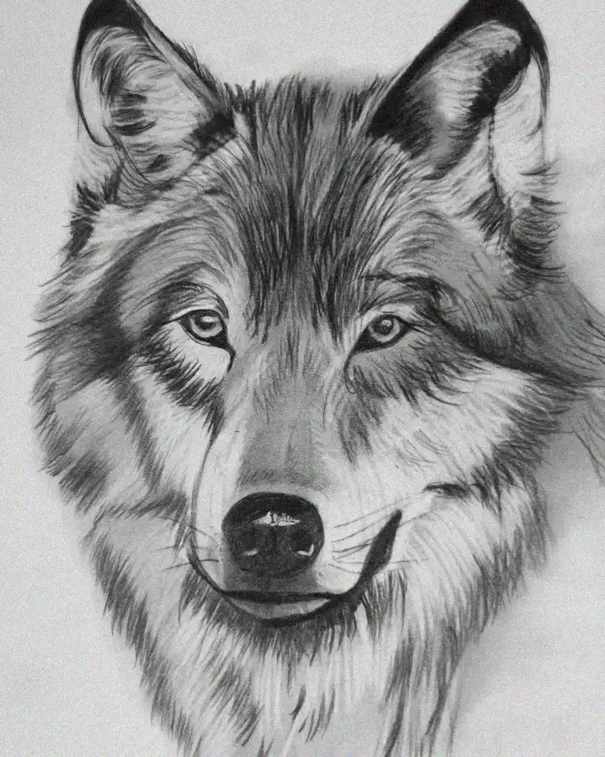 Wolf Face Captured in Pencil Detail