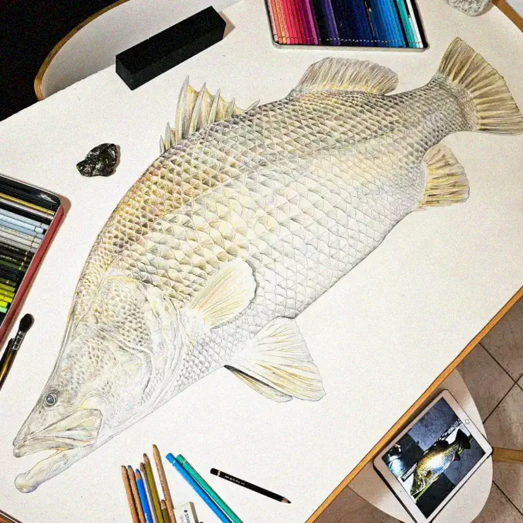 Fish Portrait Amidst Artistic Chaos