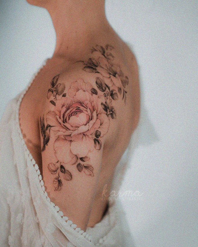 Floral Adornment on Skin and Silk