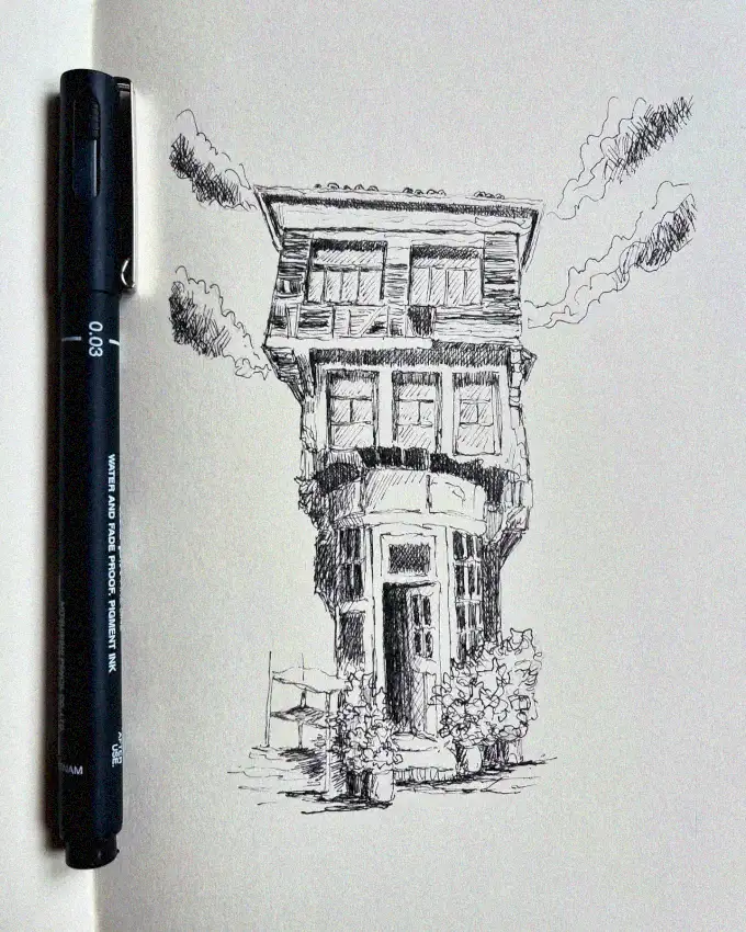 Multistoried Sketch with Artist's Companion