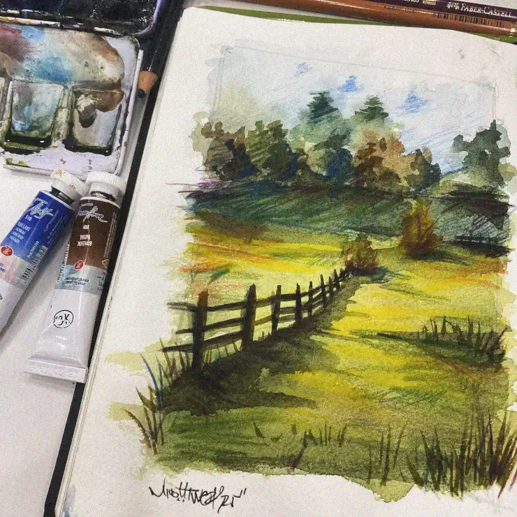 Painting a Pastoral Watercolor Dreamscape