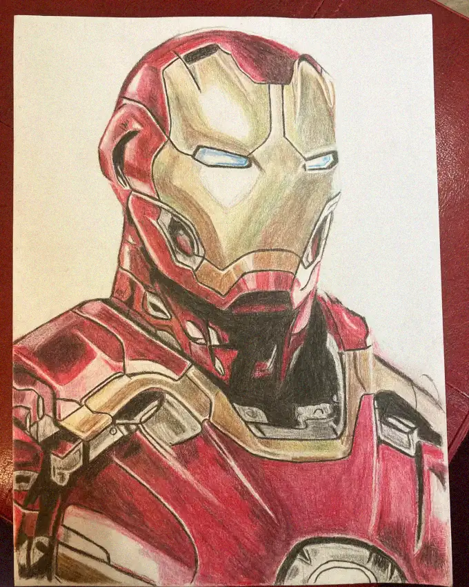 Iron Man Helmet in Colored Pencil