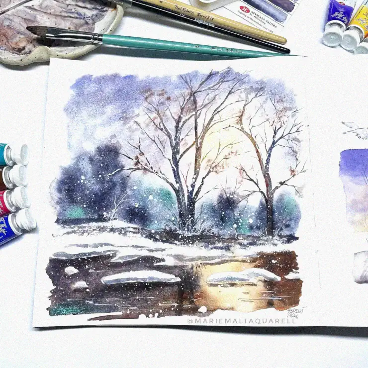 Winter Hues: Artful Watercolor Wonders