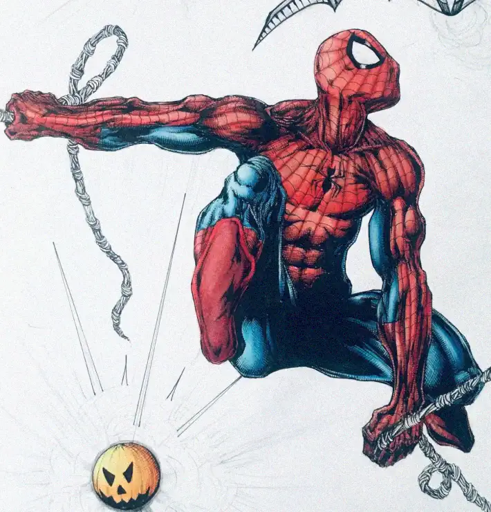 Spider-Man's Nighttime Pumpkin Swing