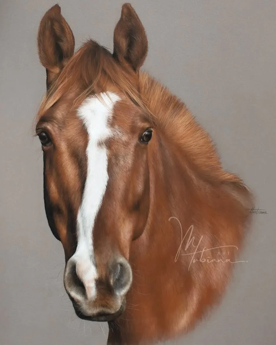 Portrait of a Chestnut Horse with Blaze