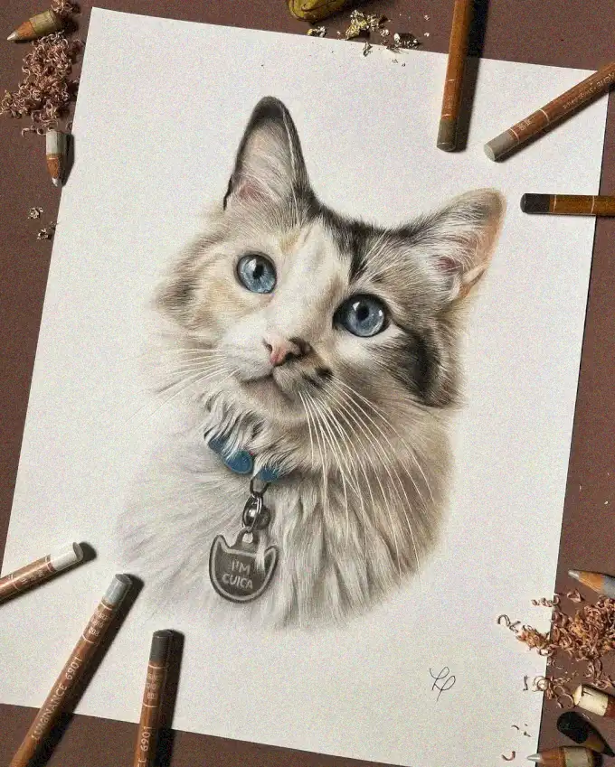 Cuca, Blue-Eyed Feline in Artistic Whirl