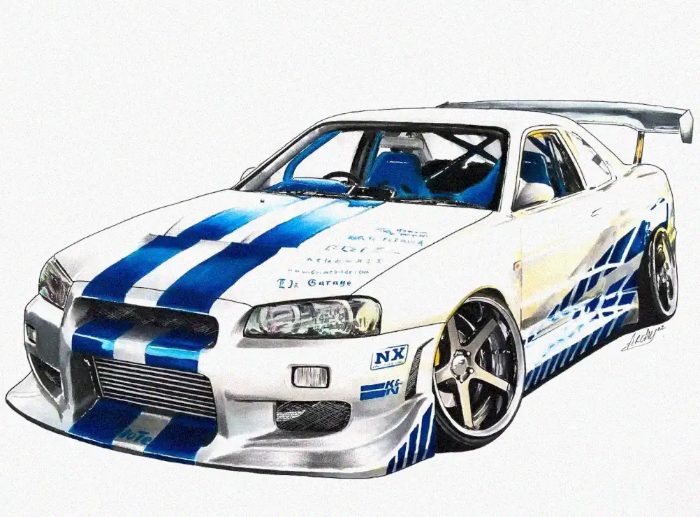 Racing Stripes on Modified White Car