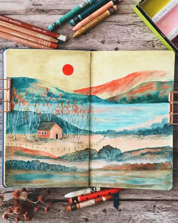 Sketchbook Reverie in Rustic Hues