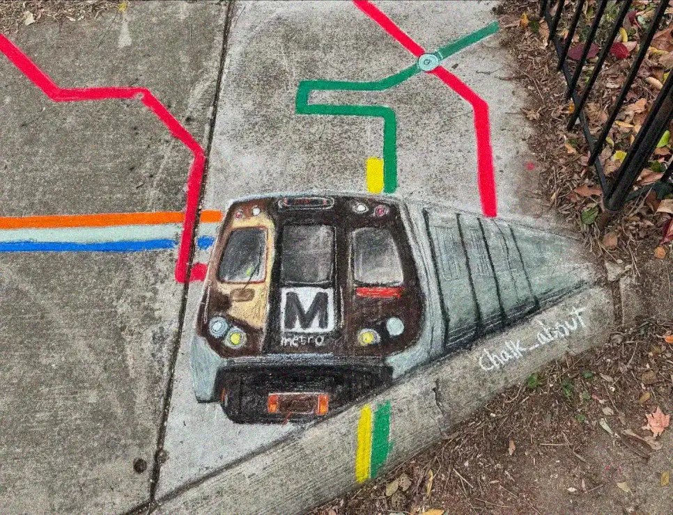 Chalk Odyssey: Metro Train on Sidewalk