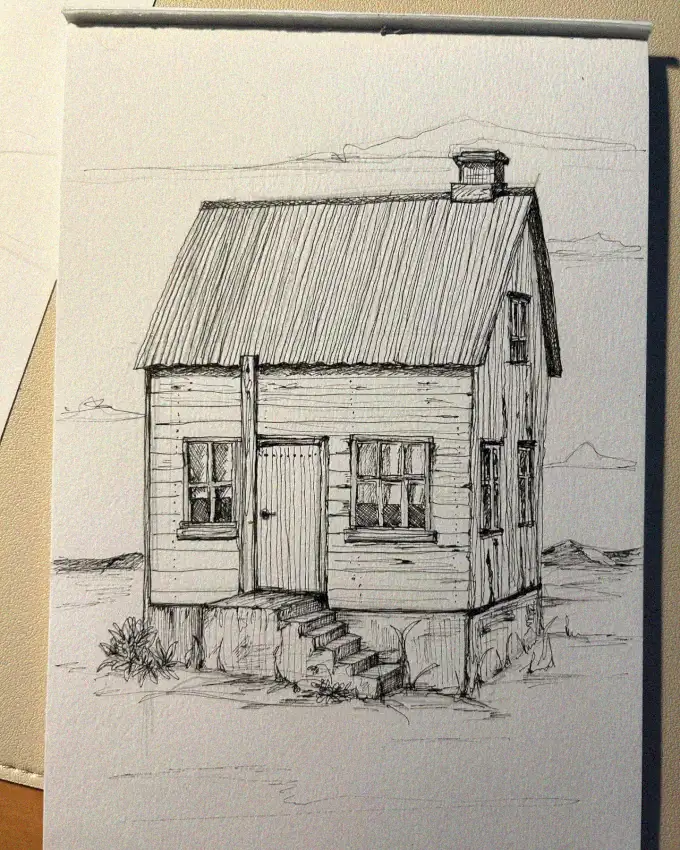 Rustic Allure: A Sketch in Detail
