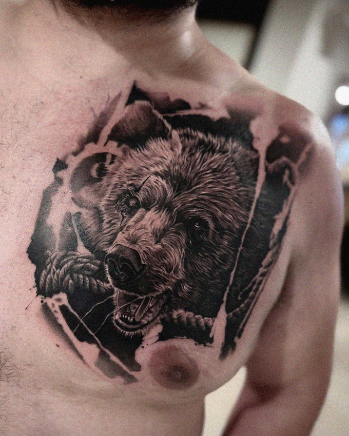 Snarling Bear Tattoo Masterpiece