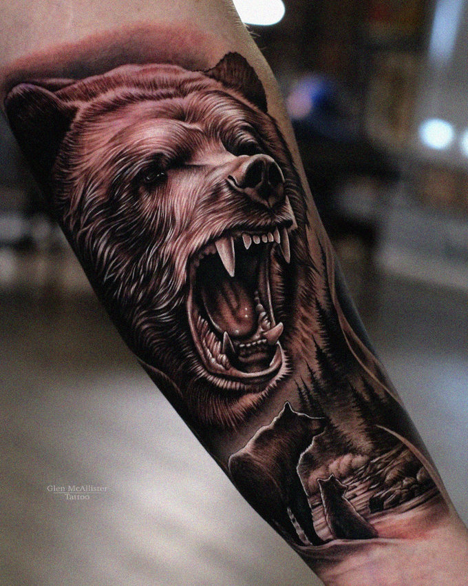 Roaring Bear Tattoo's Intricate Realism