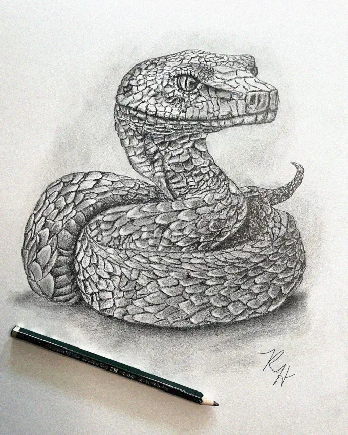 Serpentine Beauty in Pencil Strokes