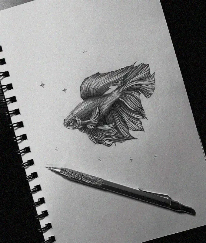 Betta Sketch on Spiral Canvas