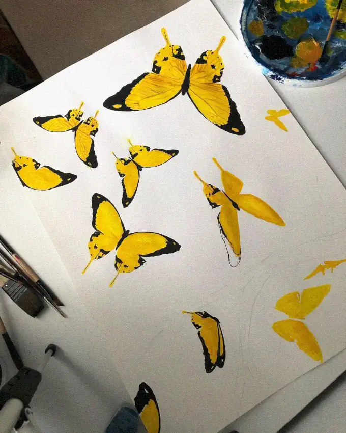 Artful Flight: Painting Yellow Butterflies