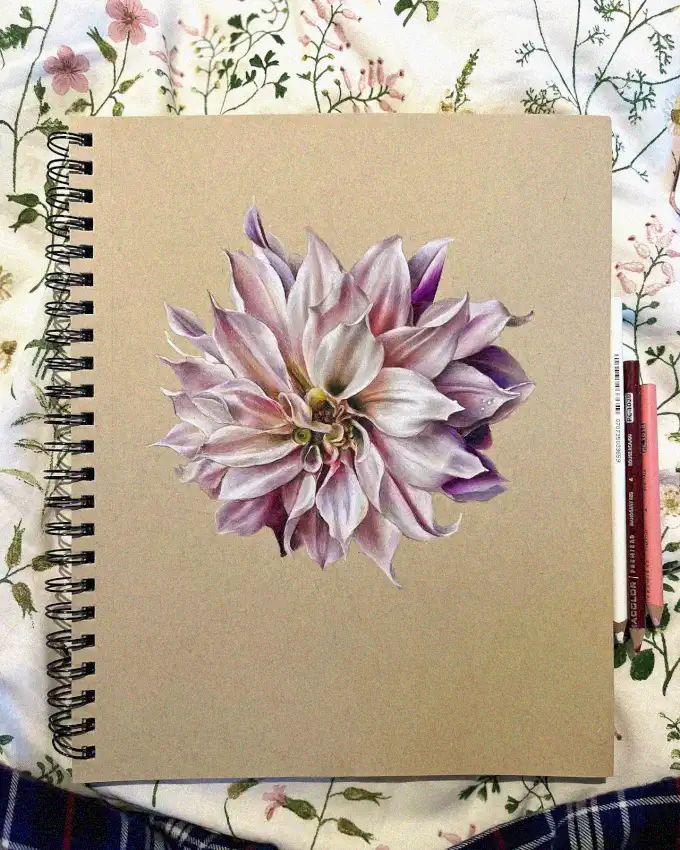Woven Blooms beneath Sketched Petals