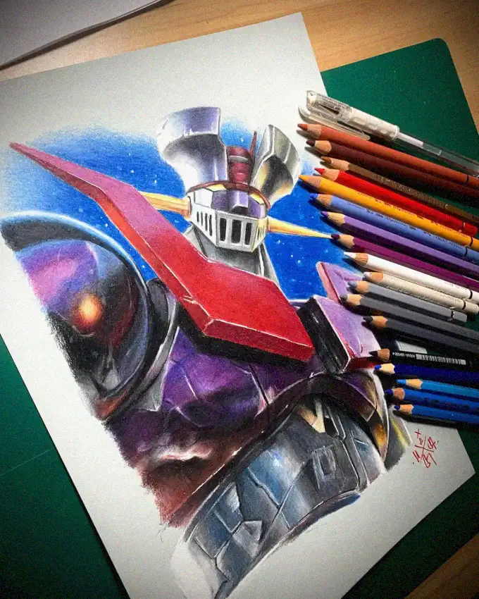 Rainbow Robot in Pencil's Embrace