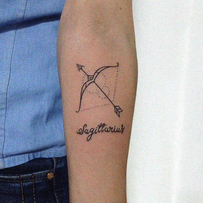 Sagittarius Seal Tattooed in Bold Ink