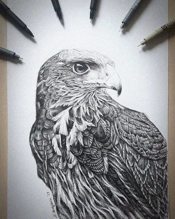 Eagle Sketch Amidst Silent Pencil Warriors