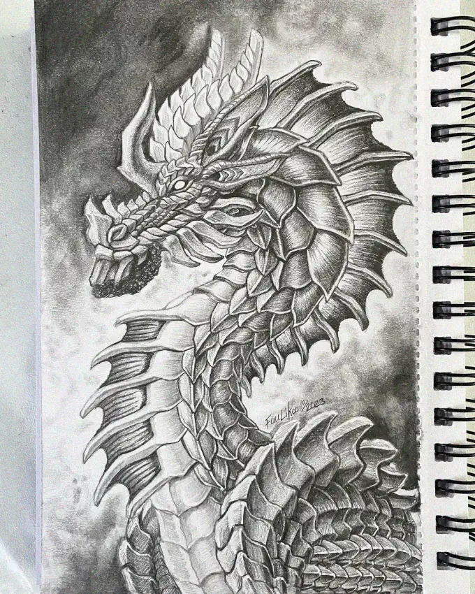 Draconic Mastery in Pencil Artistry
