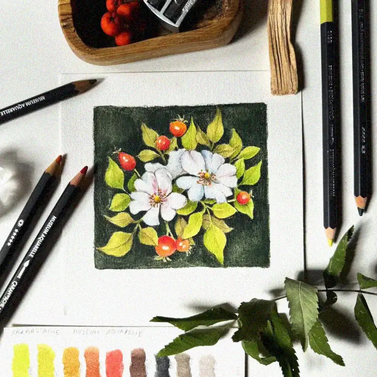 Botanical Beauty Amidst Artistic Supplies