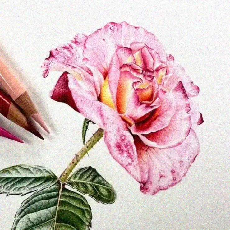 Dew-Kissed Rose: A Pencil Spectrum