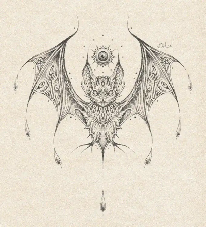 Ornate Eyed Creature of Ink Shadows