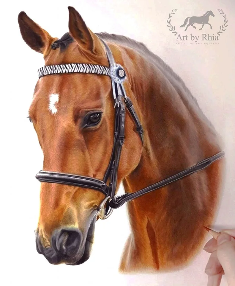 Artistic Portrayal of a Bedecked Stallion
