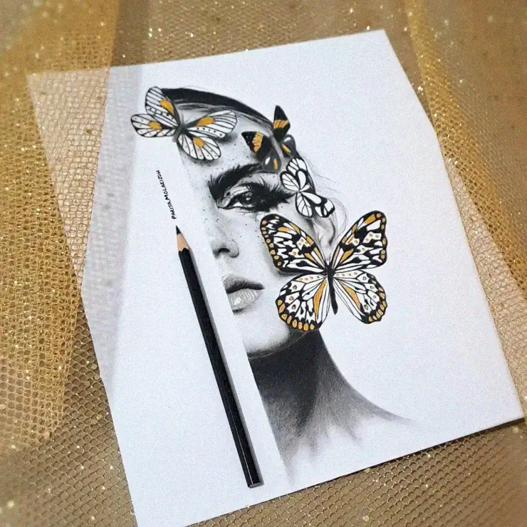 Whispers of Butterflies in Monochrome Sketch