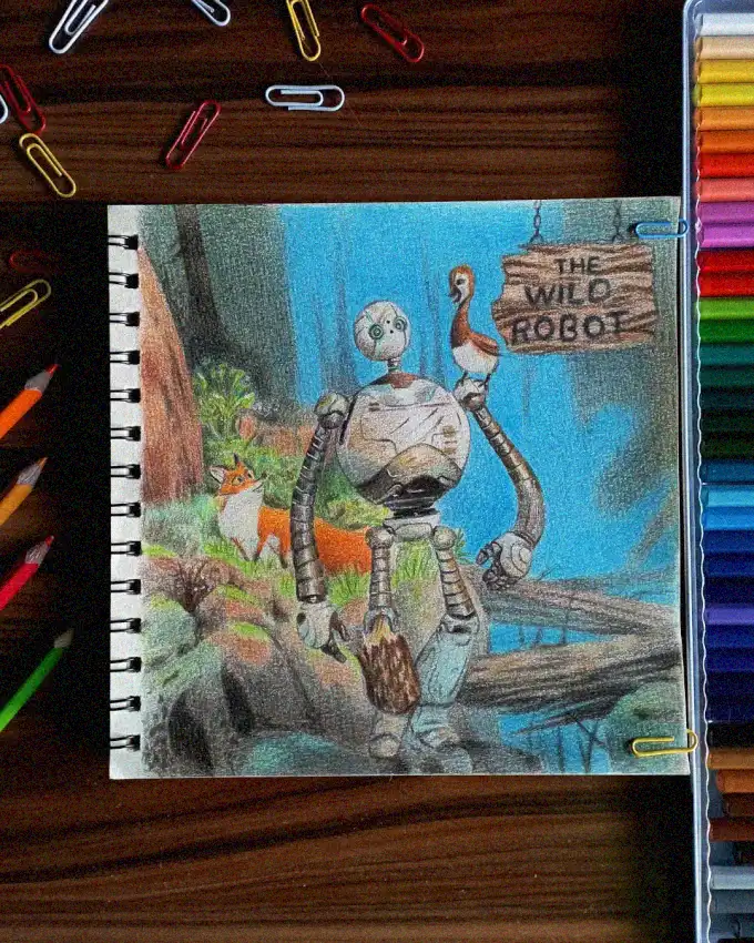Whimsical Forest Robot in Pencil Shade