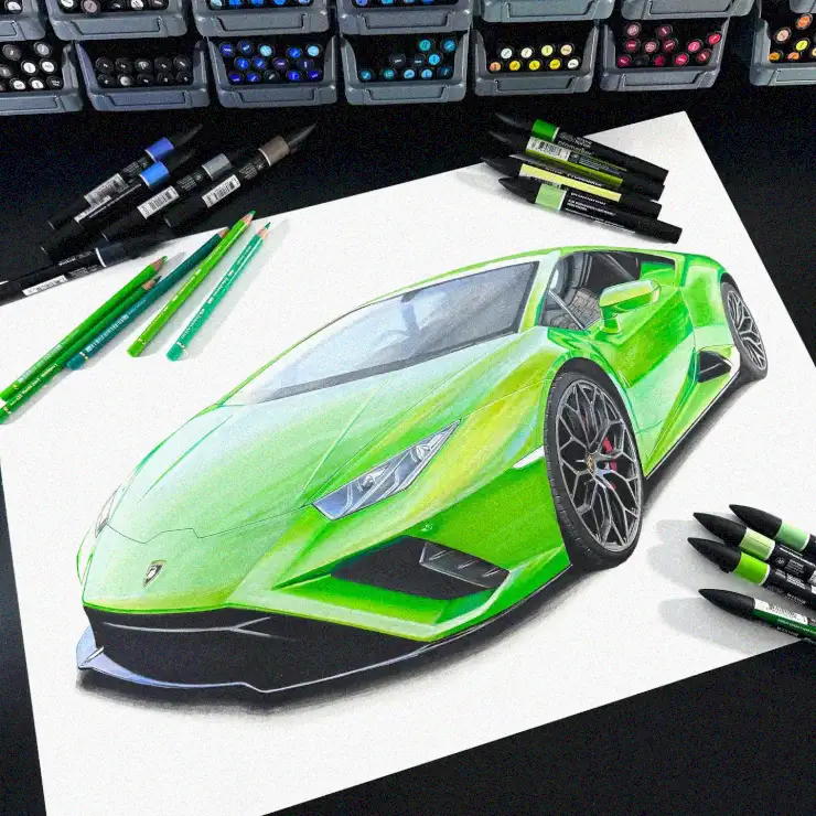 Artistry of a Green Lamborghini